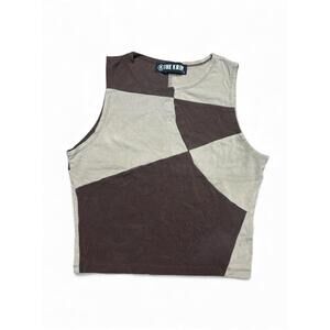 The Kript Brown & Beige Color Block Tank Top Size Small
